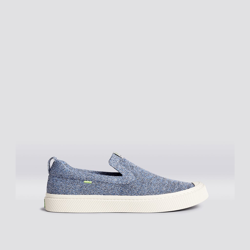 IBI Slip-On Cariuma Low Top Bamboo Weave Knit Vegan Bleu Homme | BJS-6687385